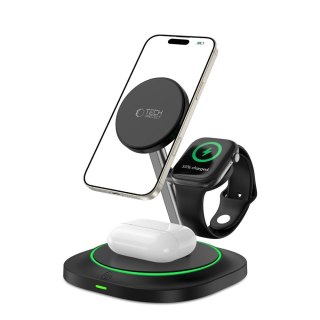 Ładowarka indukcyjna 3w1 do smartfona smartwatcha słuchawek Magnetic MagSafe - czarna Tech-Protect