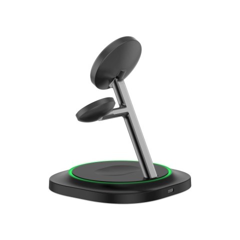 Ładowarka indukcyjna 3w1 do smartfona smartwatcha słuchawek Magnetic MagSafe - czarna Tech-Protect