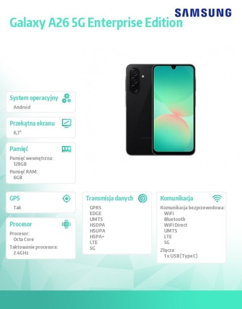 Smartfon Galaxy A26 5G 6/128GB Enterprise Edition czarny Samsung