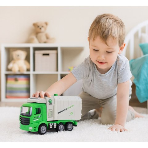 Ciężarówka Śmieciarka Miejska Światła Dźwięki Zielona LEAN Toys