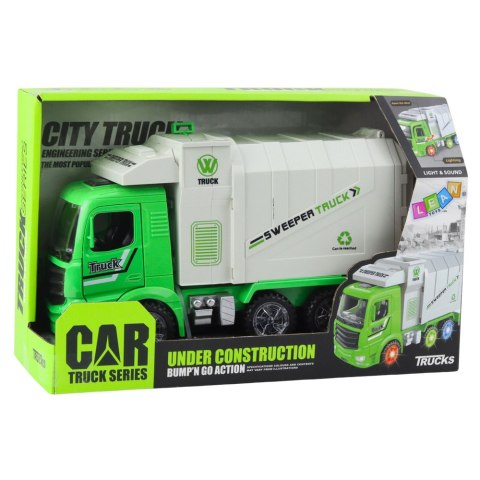 Ciężarówka Śmieciarka Miejska Światła Dźwięki Zielona LEAN Toys