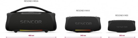 Głośnik bluetooth Resonex Midi Moc 80W, IPX7, TWS(99szt.), LED Sencor