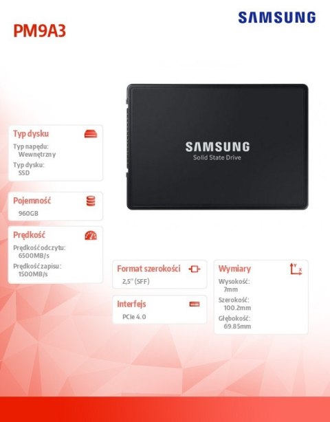 Dysk SSD PM9A3(U.2) MZQL2960HCJR-00W07 Samsung