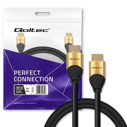 Kabel HDMI v2.1 Ultra High Speed 8K | 60Hz | 30AWG | 1m Złoty Qoltec