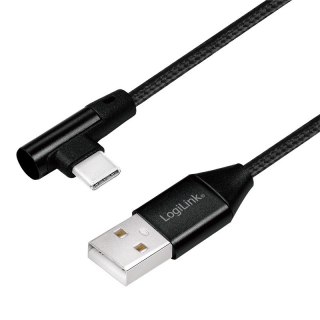 Kabel USB 2.0 A męski do USB-C męski, kątowy, 0.3m LogiLink