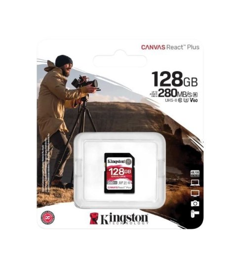 Karta pamięci SD 128GB React Plus 280/100/MB/s U3 V60 Kingston