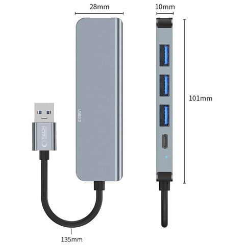 5w1 HUB rozdzielacz USB-A na USB-A USB-C - szary Tech-Protect