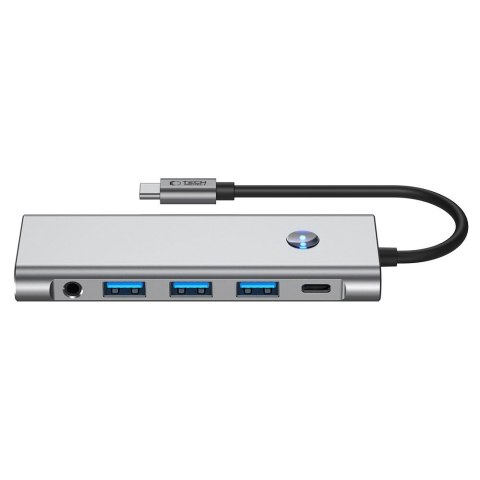 9w1 HUB Adapter USB-C USB-A HDMI SD TF PD 100W mini jack 3.5 4K 60Hz - szary Tech-Protect