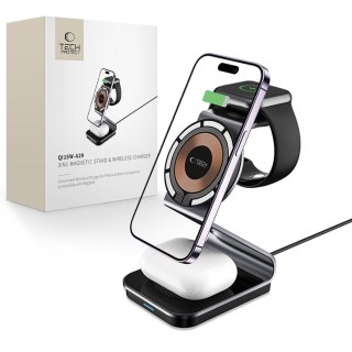 Ładowarka indukcyjna 3w1 z MagSafe na smartfon Apple Watch AirPods - czarna Tech-Protect
