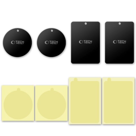 Płytki blaszki magnetyczne do uchwytów samochodowych na telefon czarne - 4 szt. Tech-Protect