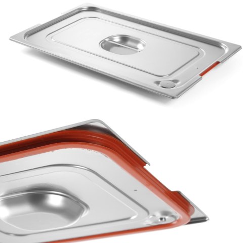 Pokrywka do pojemnika GN Profi Line z uszczelką silikonową i wycięciem na uchwyty GN1/3 325x176mm stal - Hendi 804339 Hendi