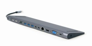 Hub USB-C HDMI GbE 3xUSB 3.1 2xUSB 2.0 2xUSB-C USB-C PD Card VGA Gembird