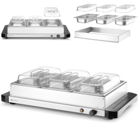 Podgrzewacz elektryczny płyta grzewcza do potraw 3x GN 1/3 400 W Duralex