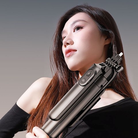 Selfie stick teleskopowy statyw do zdjęć z podwójną lampą i uchwytem na telefon 1.75m WOZINSKY