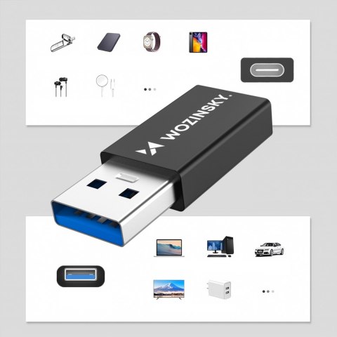 Adapter przejściówka USB-A - USB-C OTG - czarny WOZINSKY