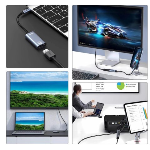 Adapter przejściówka USB-C - HDMI 4K 60Hz - czarny WOZINSKY