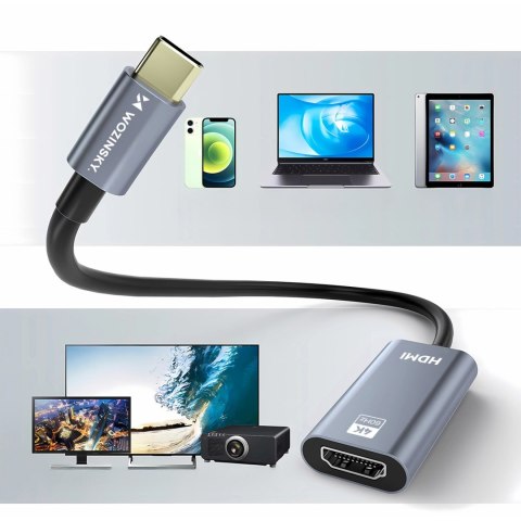 Adapter przejściówka USB-C - HDMI 4K 60Hz - czarny WOZINSKY