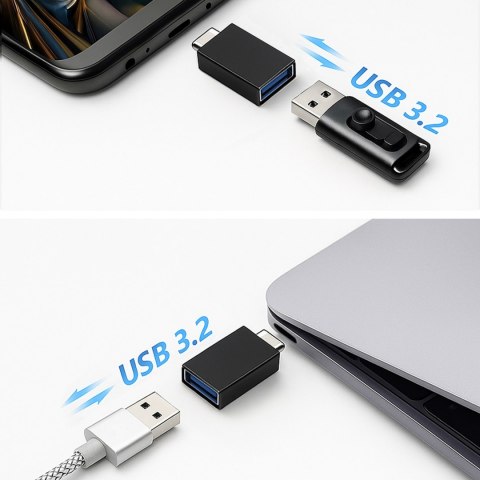 Adapter przejściówka USB-C - USB-A 10Gb/s - czarny WOZINSKY