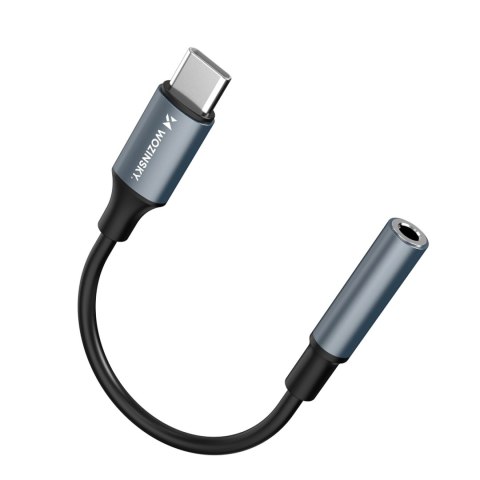 Adapter przejściówka USB-C - mini jack 3.5mm - czarny WOZINSKY