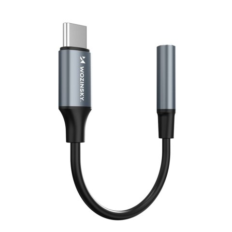Adapter przejściówka USB-C - mini jack 3.5mm - czarny WOZINSKY