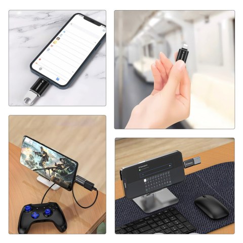 Adapter przejściówka iPhone Lightning - USB-A OTG - czarny WOZINSKY