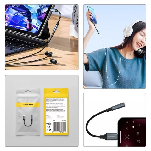 Adapter przejściówka iPhone Lightning - mini jack 3.5mm - czarny WOZINSKY