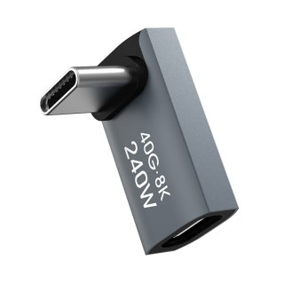 Adapter przejściówka kątowa USB-C 40Gb/s 240W 8K OTG - szara WOZINSKY