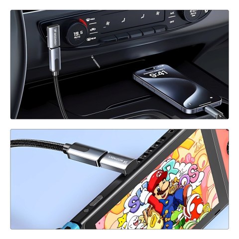 Adapter przejściówka kątowa USB-C 40Gb/s 240W 8K OTG - szara WOZINSKY