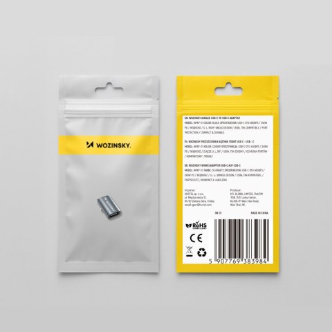 Adapter przejściówka kątowa USB-C 40Gb/s 240W 8K OTG - szara WOZINSKY