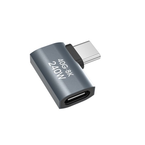 Adapter przejściówka kątowa boczna USB-C 40Gb/s 240W 8K OTG - szara WOZINSKY