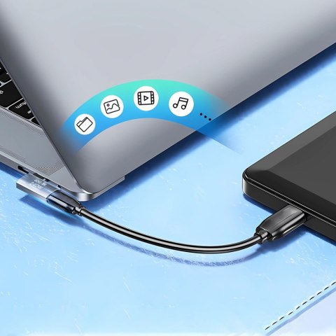Adapter przejściówka kątowa boczna USB-C 40Gb/s 240W 8K OTG - szara WOZINSKY