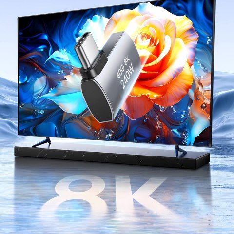 Adapter przejściówka kątowa boczna USB-C 40Gb/s 240W 8K OTG - szara WOZINSKY