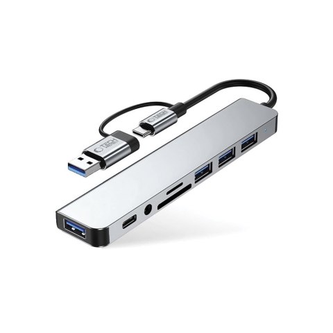 HUB rozdzielacz wielofunkcyjny 8w1 USB-C USB-A SD/TF AV3.5 - szary Tech-Protect