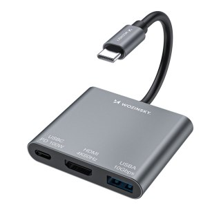 Hub rozdzielacz USB-C na USB-C USB-A HDMI PD 10 Gb/s 4K - szary WOZINSKY