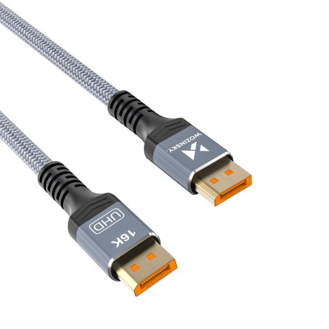 Kabel przewód DisplayPort z ceryfikatem VESA 80 Gb/s 16K HDR HDCP DSC 1m - czarny WOZINSKY