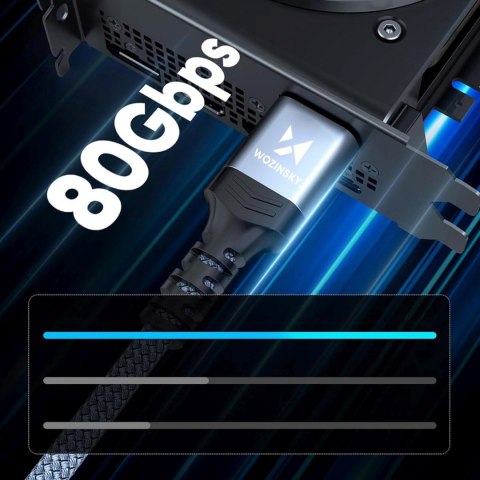 Kabel przewód DisplayPort z ceryfikatem VESA 80 Gb/s 16K HDR HDCP DSC 2m - czarny WOZINSKY