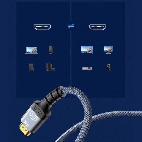 Kabel przewód DisplayPort z ceryfikatem VESA 80 Gb/s 16K HDR HDCP DSC 3m - czarny WOZINSKY