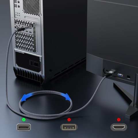 Kabel przewód DisplayPort z ceryfikatem VESA 80 Gb/s 16K HDR HDCP DSC 3m - czarny WOZINSKY