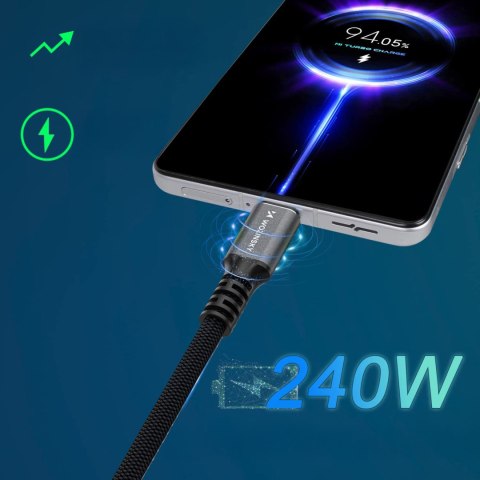 Kabel przewód Thunderbolt 4 USB-C 240W 4K 1.5m - czarny WOZINSKY