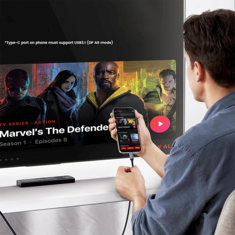 Kabel przewód USB-C - HDMI 4K 60Hz 1.8m - czarny WOZINSKY