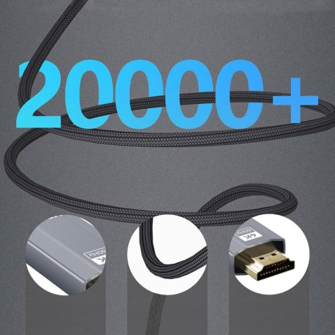 Kabel przewód USB-C - HDMI 4K 60Hz 1.8m - czarny WOZINSKY