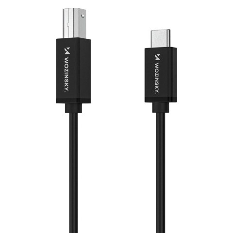 Kabel przewód do drukarki skanera USB-B - USB-C 1m - czarny WOZINSKY