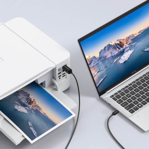 Kabel przewód do drukarki skanera USB-B - USB-C 1m - czarny WOZINSKY