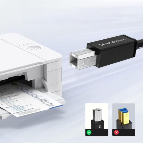 Kabel przewód do drukarki skanera USB-B - USB-C 1m - czarny WOZINSKY
