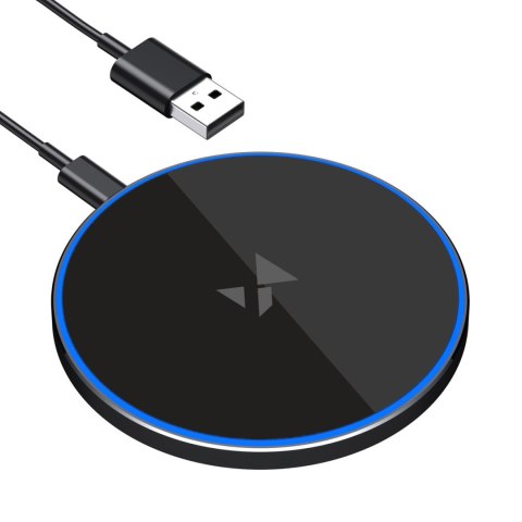 Ładowarka indukcyjna bezprzewodowa Qi z kablem USB-C 15W - czarny WOZINSKY
