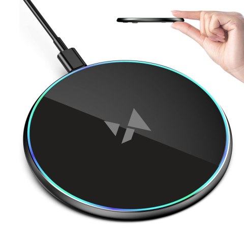 Ładowarka indukcyjna bezprzewodowa Qi z kablem USB-C 15W - czarny WOZINSKY