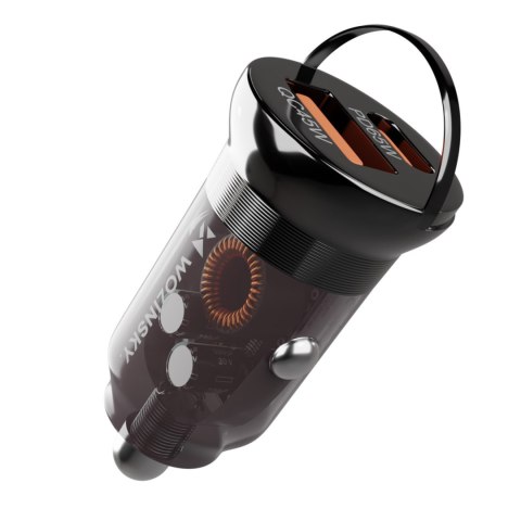 Ładowarka samochodowa USB-A USB-C PD QC 65W - czarna WOZINSKY