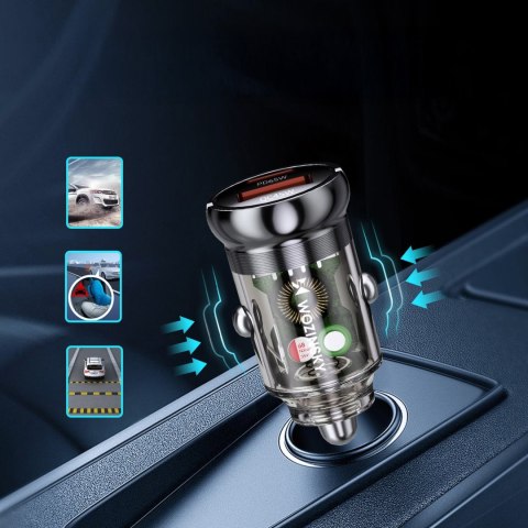 Ładowarka samochodowa USB-A USB-C PD QC 65W - czarna WOZINSKY