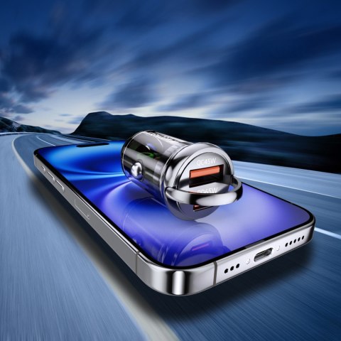 Ładowarka samochodowa USB-A USB-C PD QC 65W - czarna WOZINSKY