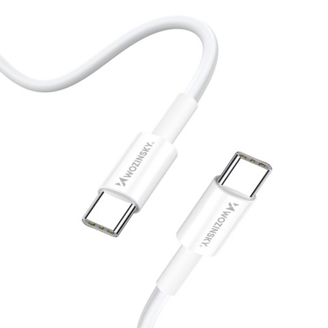 Ładowarka sieciowa GaN USB-A USB-C z kablem USB-C 65W - biała WOZINSKY